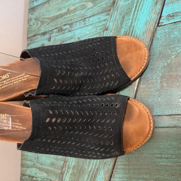 Toms Slide Open Toe Majorea Perforated Suede Mule Sandals Size 12 - Picture 3 of 11